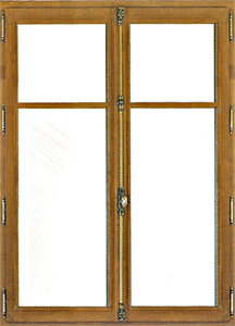 Fenêtre en bois double ou triple vitrage à 2 vantaux ouvrant à la française en chêne